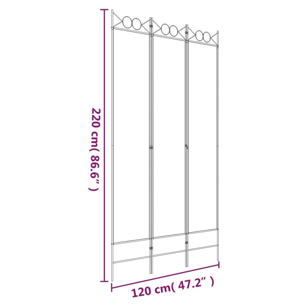 3-Panel Room Divider White 47.2"x86.6" Fabric. Picture 7