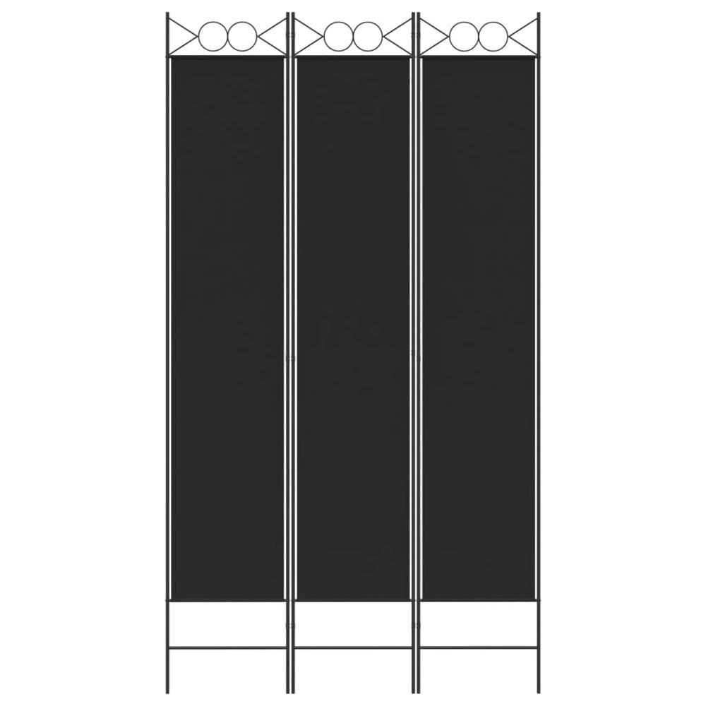 3-Panel Room Divider Black 47.2"x86.6" Fabric. Picture 2