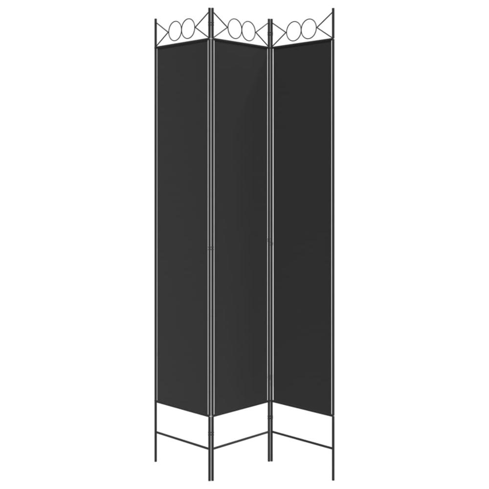 3-Panel Room Divider Black 47.2"x86.6" Fabric. Picture 4