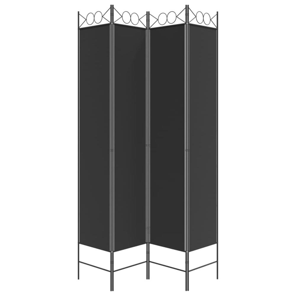 4-Panel Room Divider Black 63"x86.6" Fabric. Picture 3