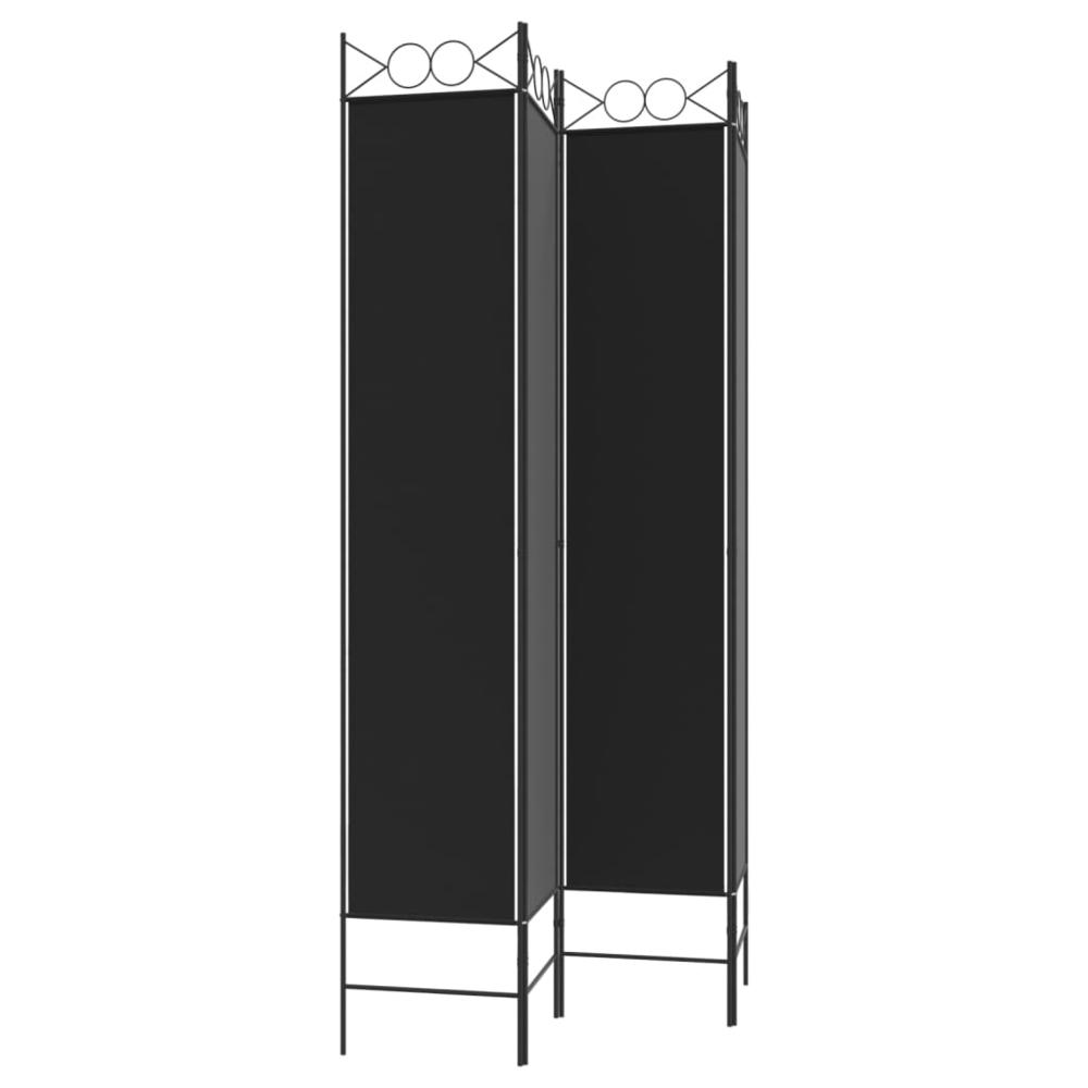 4-Panel Room Divider Black 63"x86.6" Fabric. Picture 4