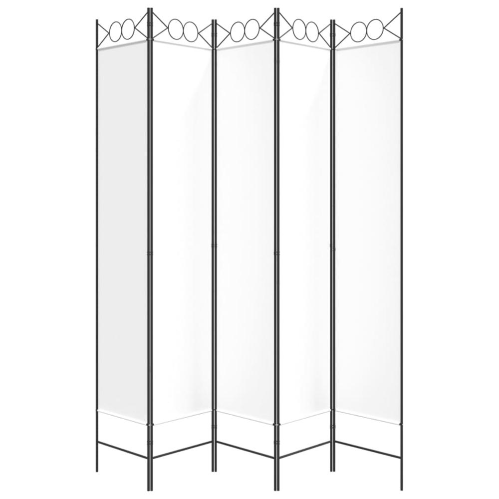5-Panel Room Divider White 78.7"x86.6" Fabric. Picture 3