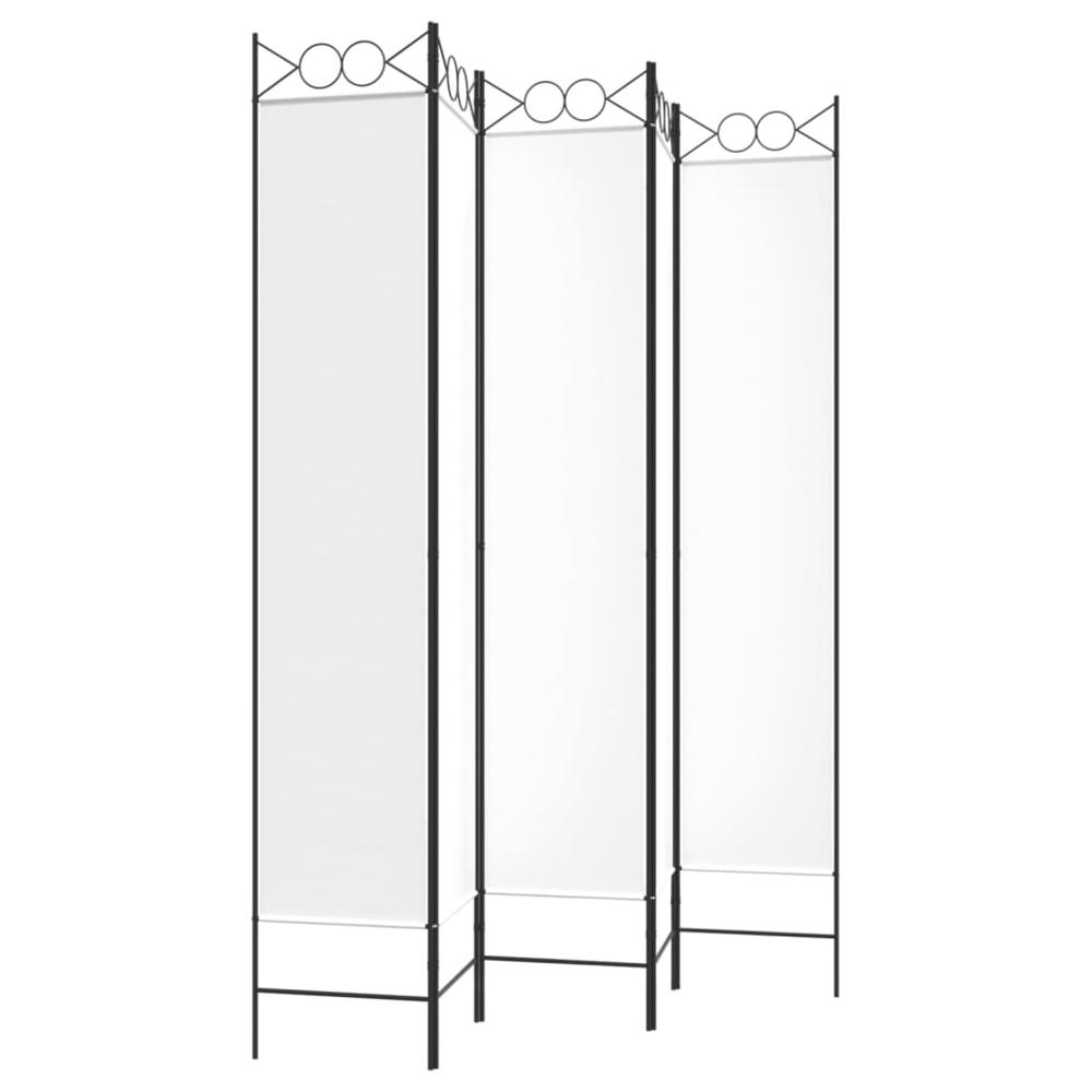 5-Panel Room Divider White 78.7"x86.6" Fabric. Picture 4