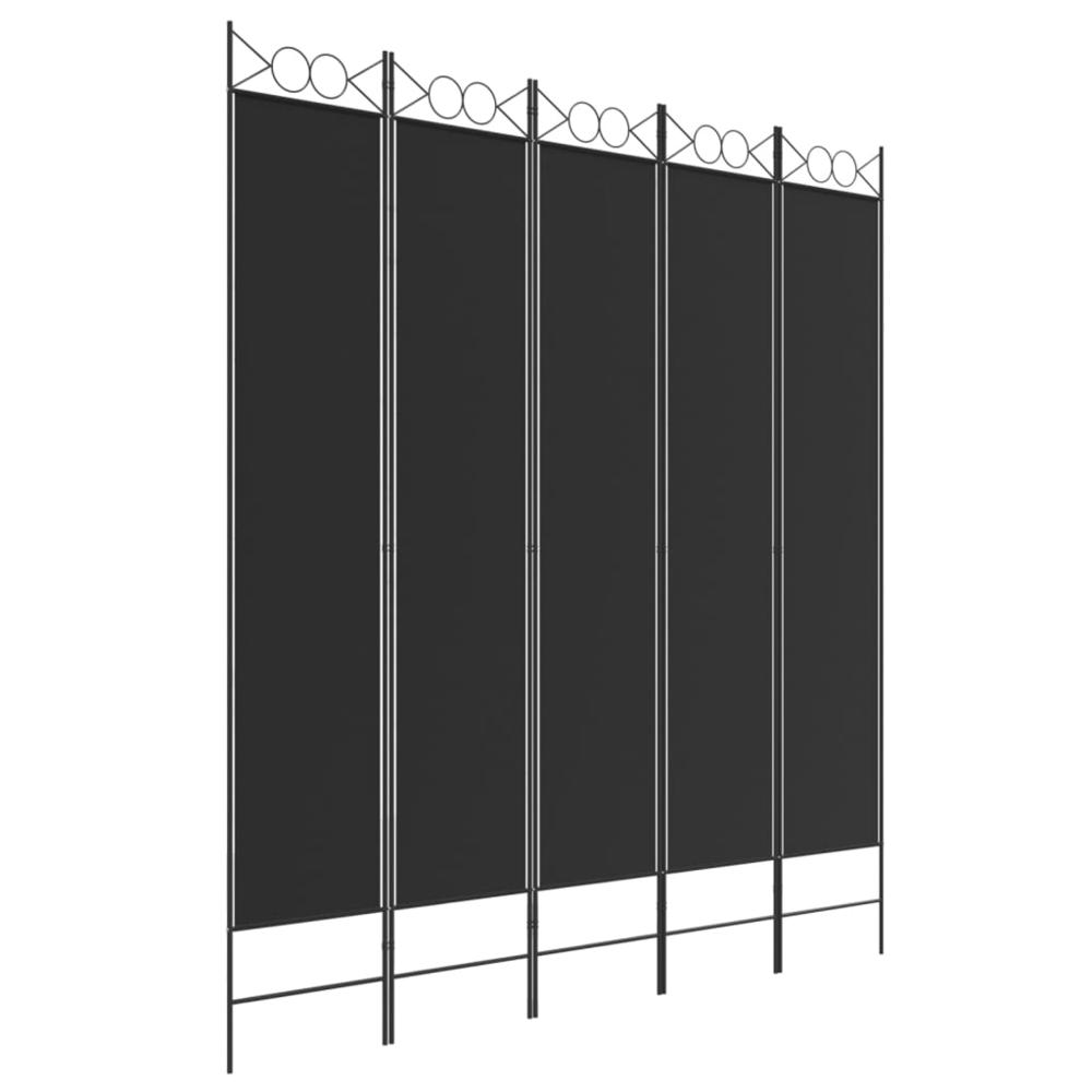 5-Panel Room Divider Black 78.7"x86.6" Fabric. Picture 1