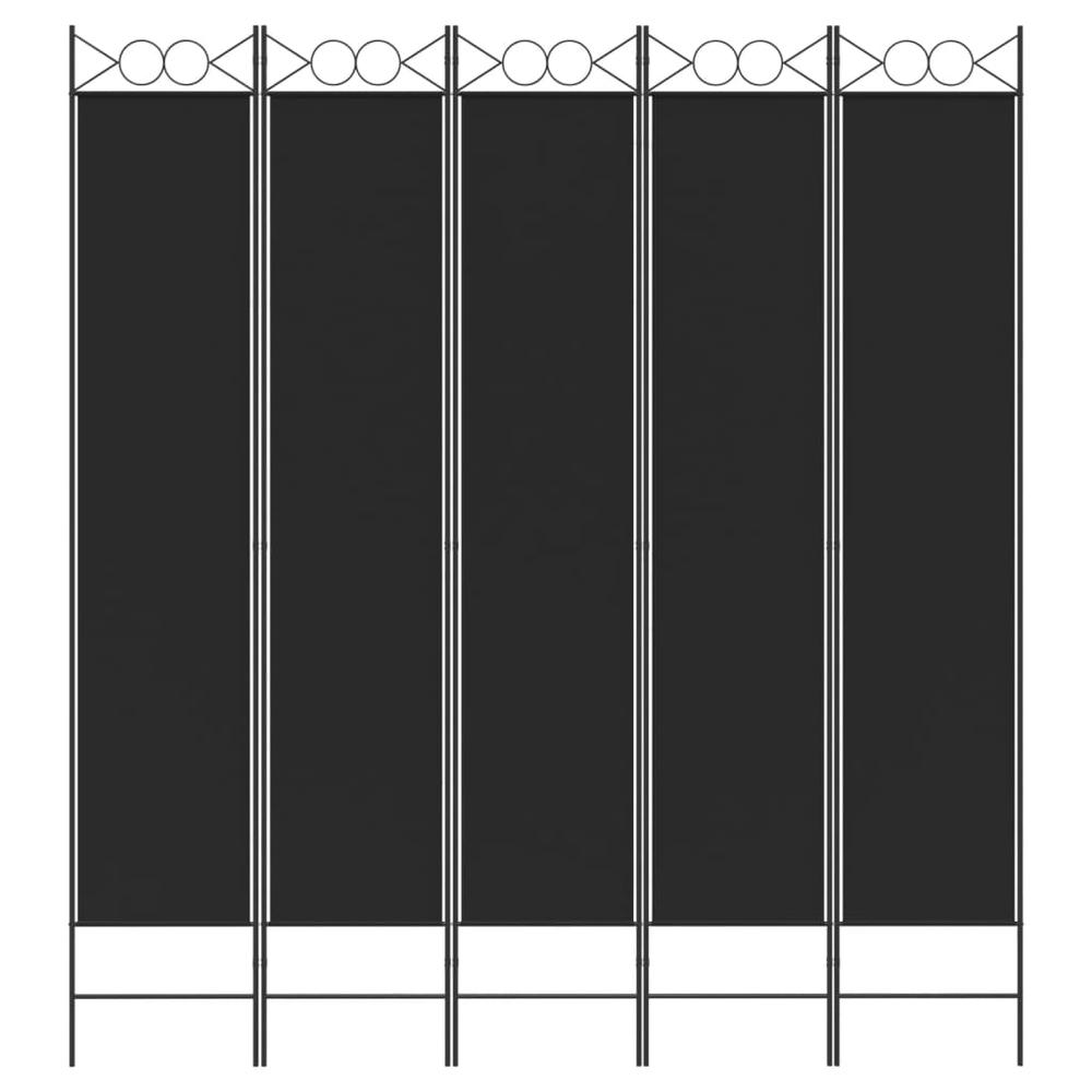 5-Panel Room Divider Black 78.7"x86.6" Fabric. Picture 2