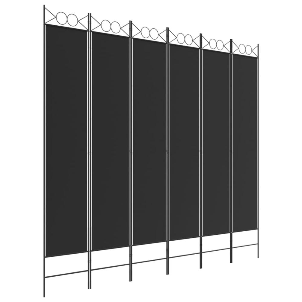6-Panel Room Divider Black 94.5"x86.6" Fabric. Picture 1