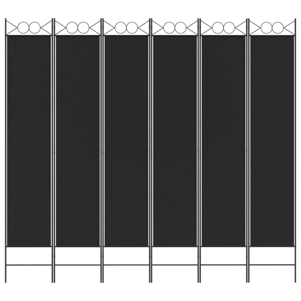 6-Panel Room Divider Black 94.5"x86.6" Fabric. Picture 2