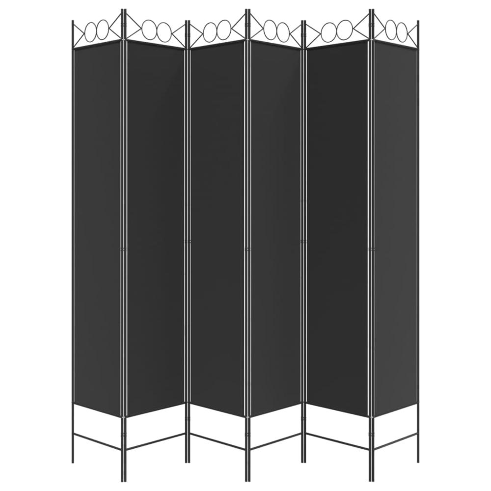 6-Panel Room Divider Black 94.5"x86.6" Fabric. Picture 3