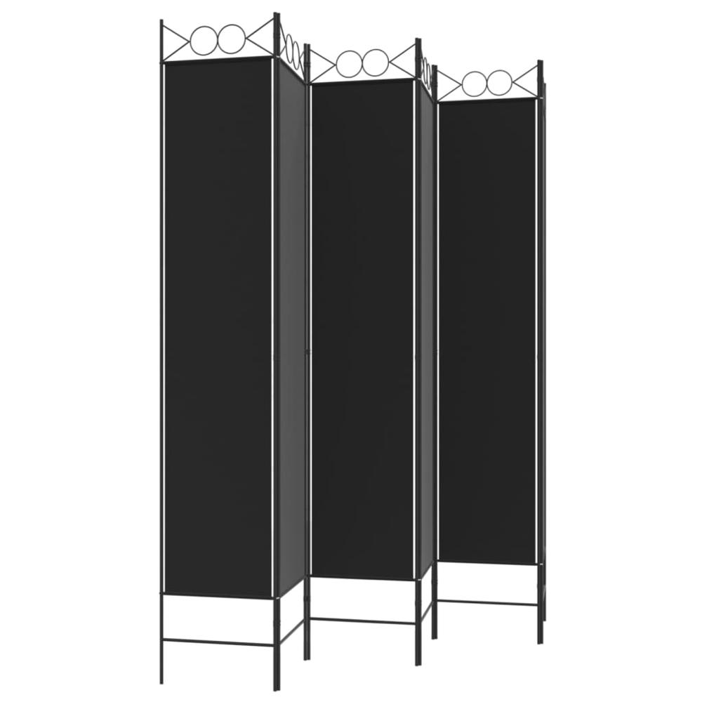 6-Panel Room Divider Black 94.5"x86.6" Fabric. Picture 4