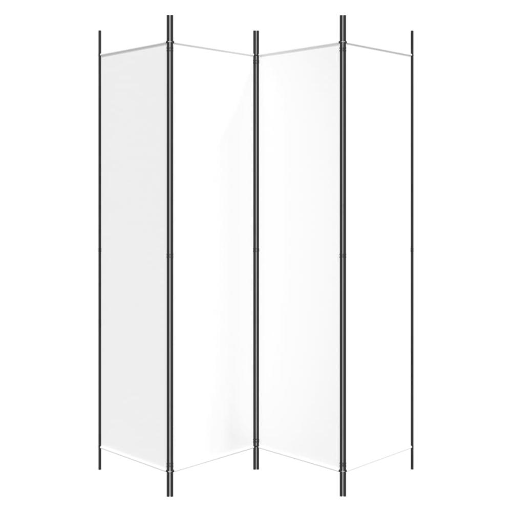 4-Panel Room Divider White 78.7"x78.7" Fabric. Picture 3