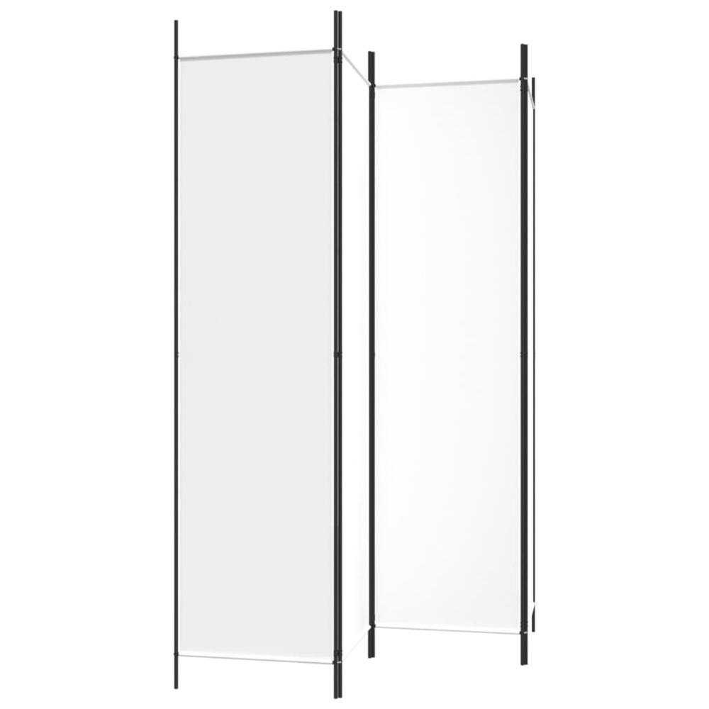 4-Panel Room Divider White 78.7"x78.7" Fabric. Picture 4