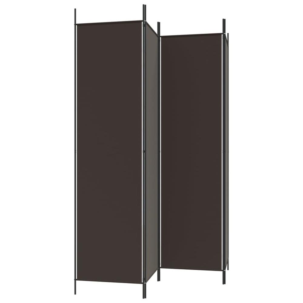 4-Panel Room Divider Brown 78.7"x78.7" Fabric. Picture 4
