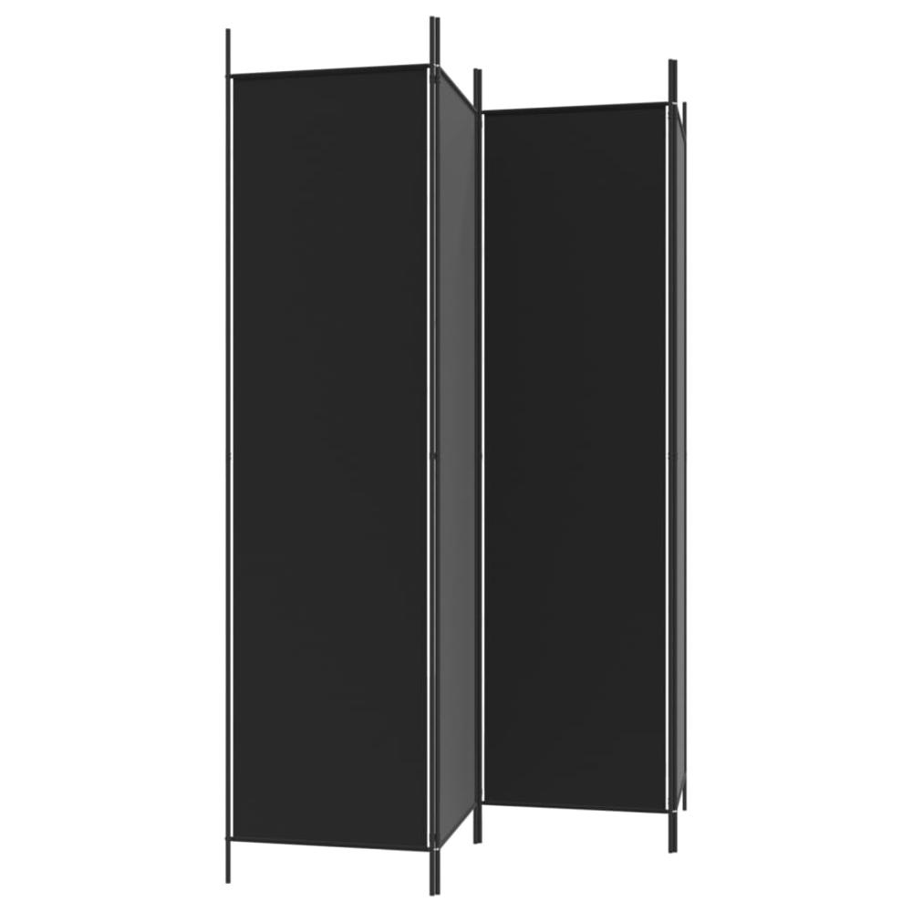 4-Panel Room Divider Black 78.7"x78.7" Fabric. Picture 4