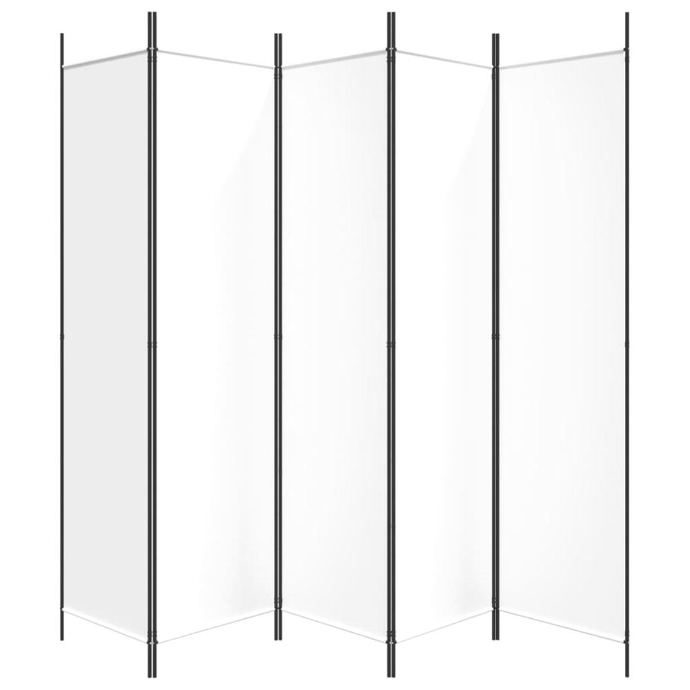 5-Panel Room Divider White 98.4"x78.7" Fabric. Picture 3