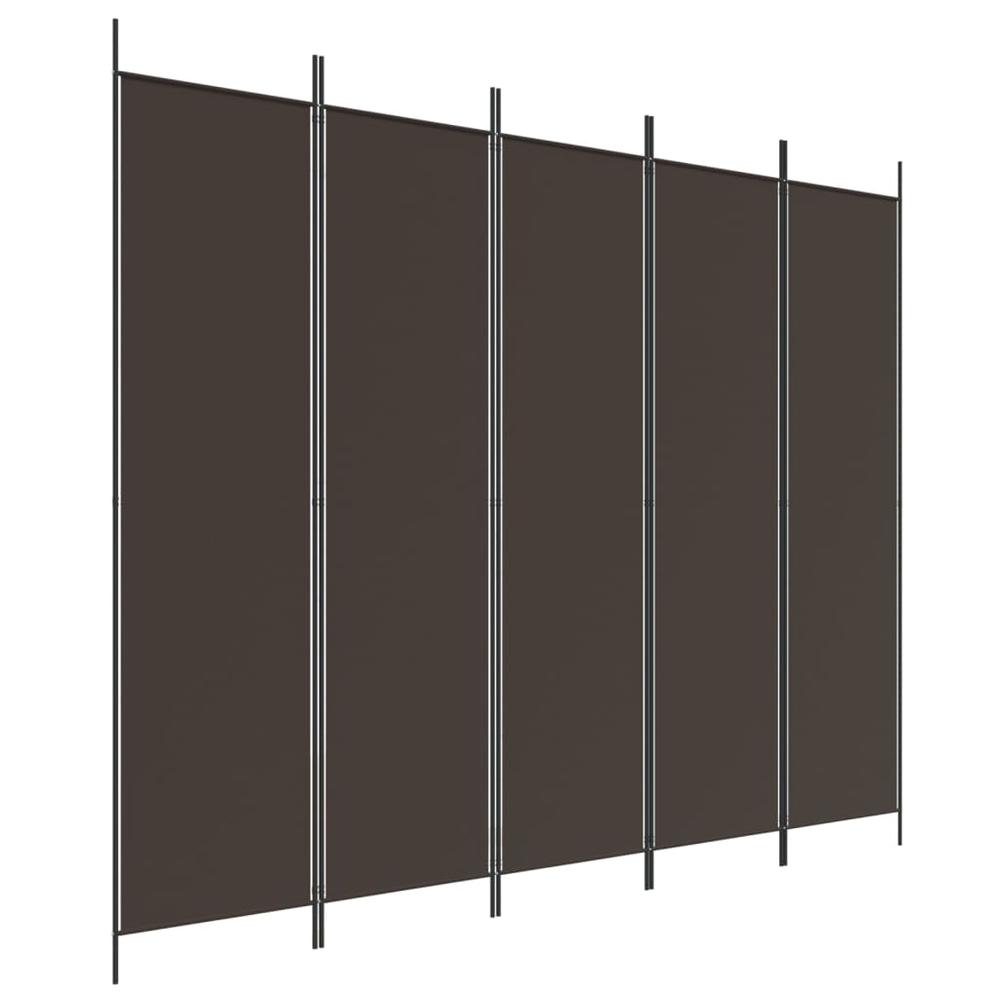 5-Panel Room Divider Brown 98.4"x78.7" Fabric. Picture 1