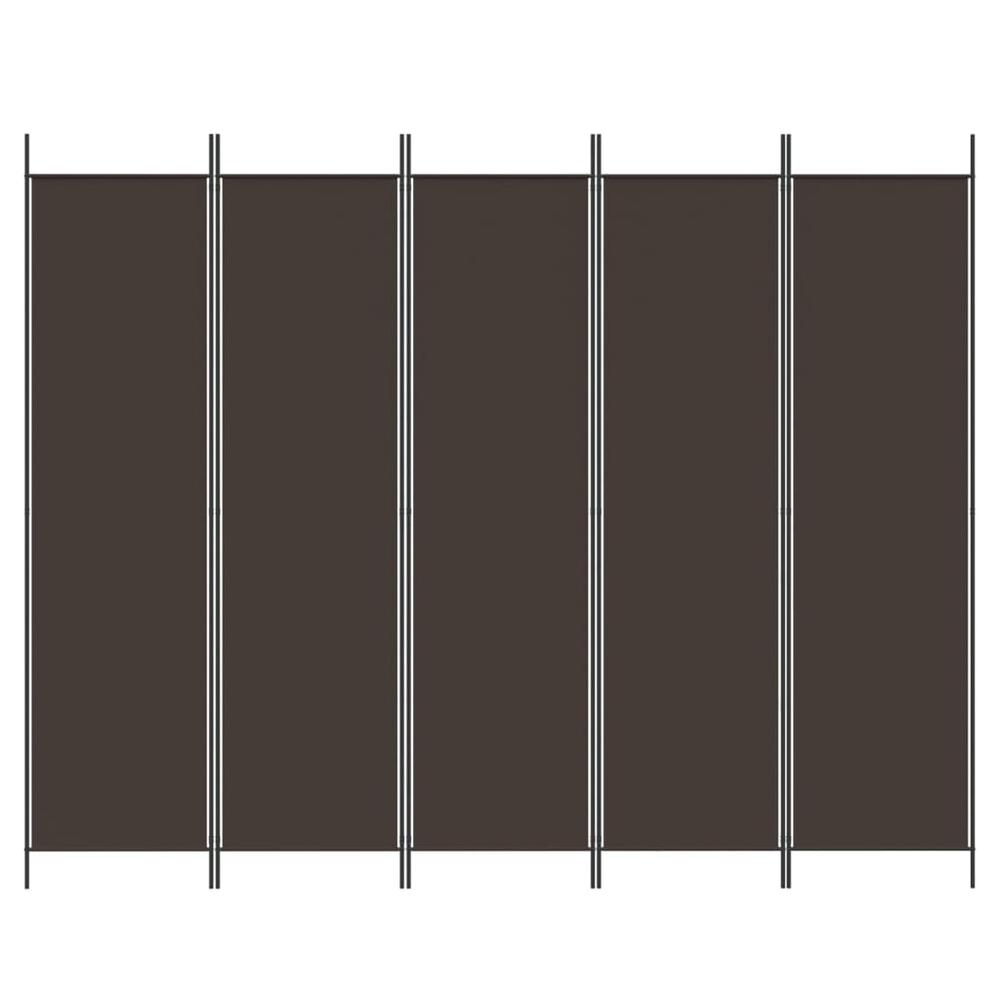 5-Panel Room Divider Brown 98.4"x78.7" Fabric. Picture 2