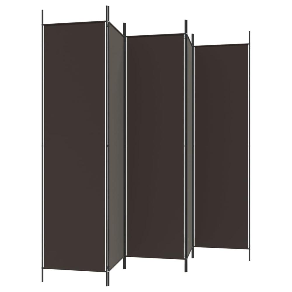 5-Panel Room Divider Brown 98.4"x78.7" Fabric. Picture 4
