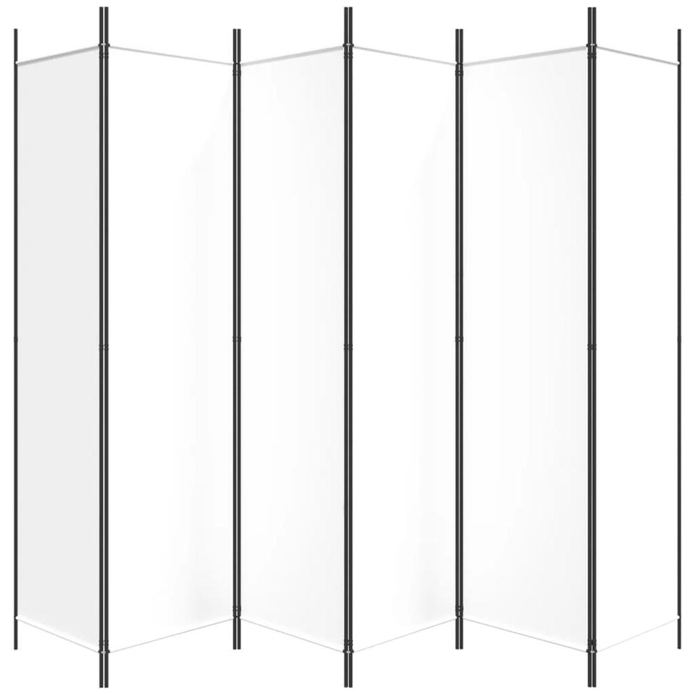 6-Panel Room Divider White 118.1"x78.7" Fabric. Picture 3