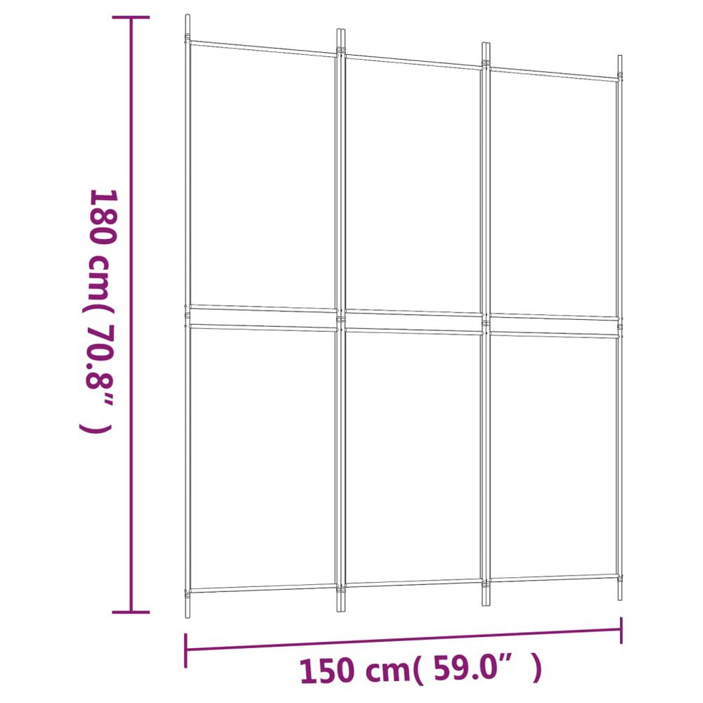3-Panel Room Divider Anthracite 59.1"x70.9" Fabric. Picture 7