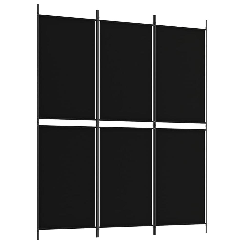 3-Panel Room Divider Black 59.1"x70.9" Fabric. Picture 1
