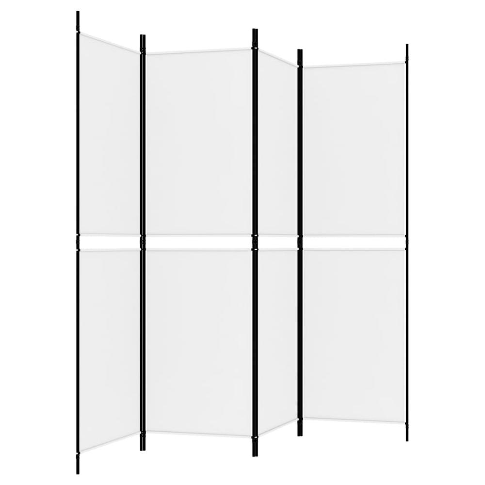 4-Panel Room Divider White 78.7"x70.9" Fabric. Picture 3