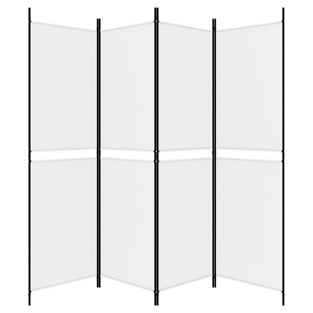 4-Panel Room Divider White 78.7"x70.9" Fabric. Picture 4
