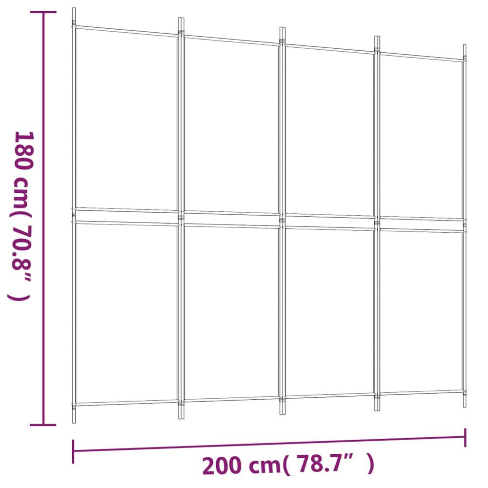 4-Panel Room Divider White 78.7"x70.9" Fabric. Picture 7