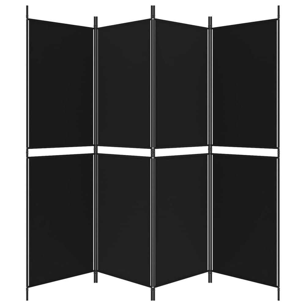 4-Panel Room Divider Black 78.7"x70.9" Fabric. Picture 4