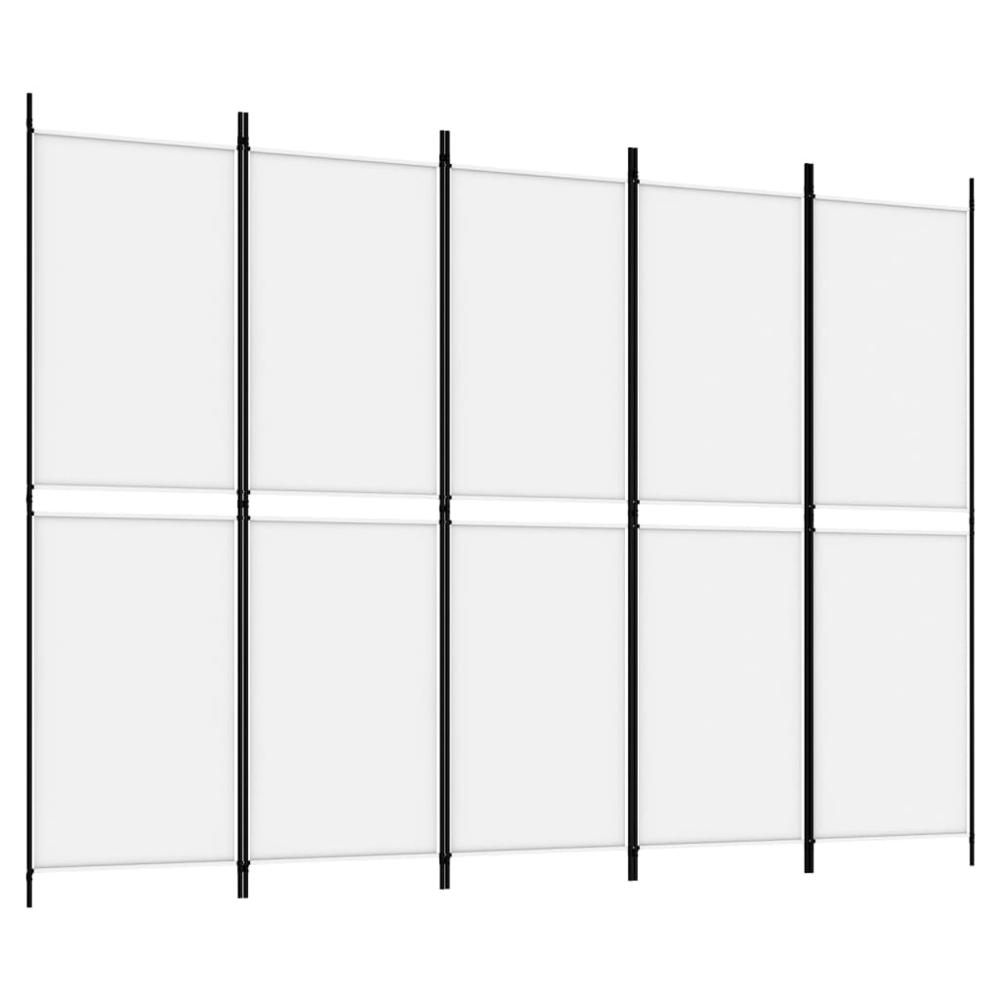 5-Panel Room Divider White 98.4"x70.9" Fabric. Picture 1