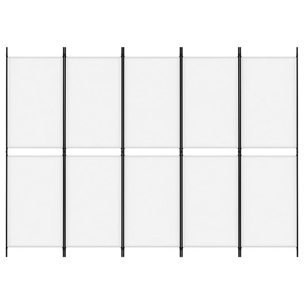 5-Panel Room Divider White 98.4"x70.9" Fabric. Picture 2