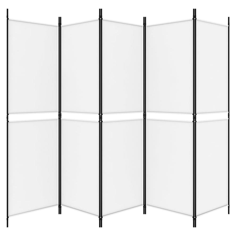 5-Panel Room Divider White 98.4"x70.9" Fabric. Picture 3