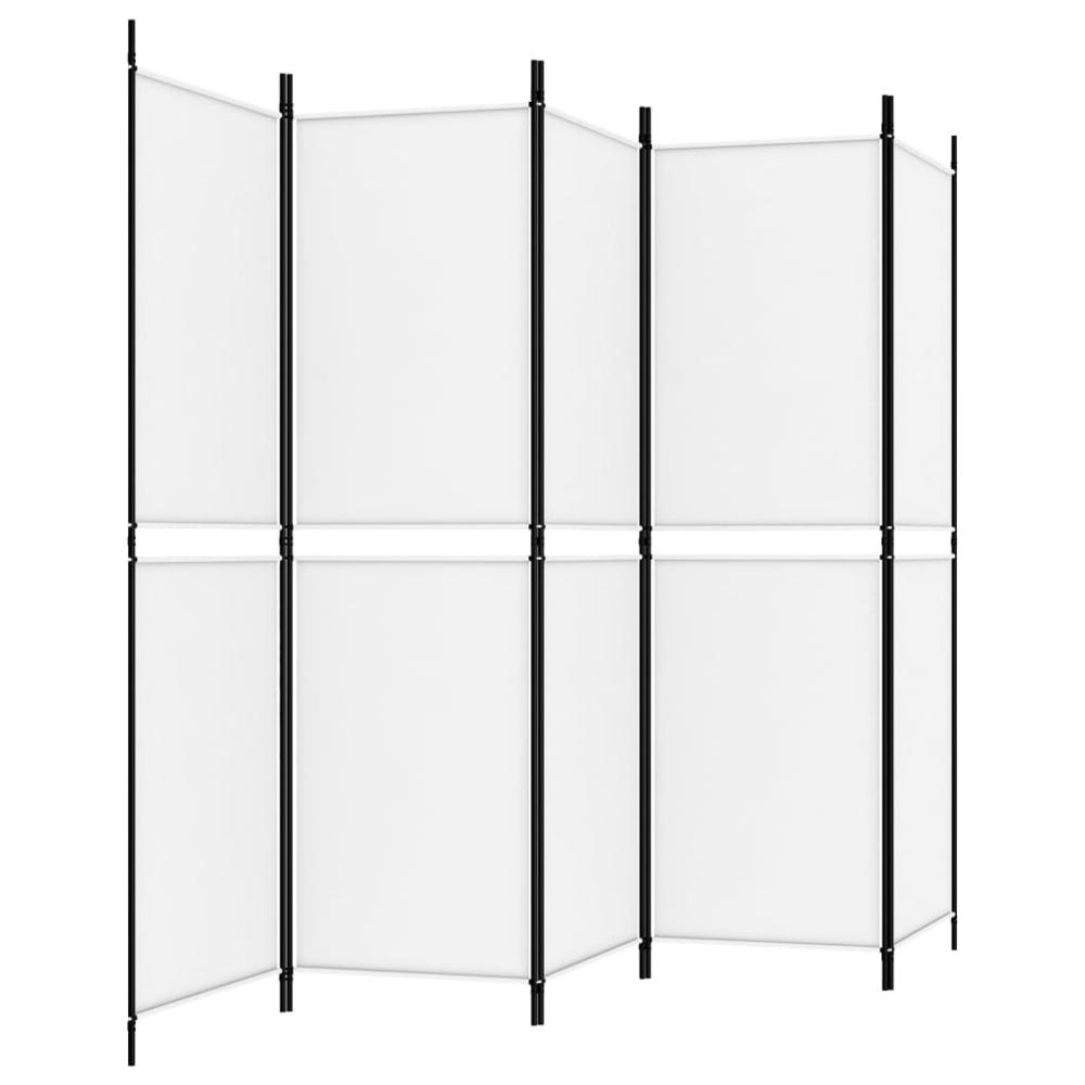 5-Panel Room Divider White 98.4"x70.9" Fabric. Picture 4