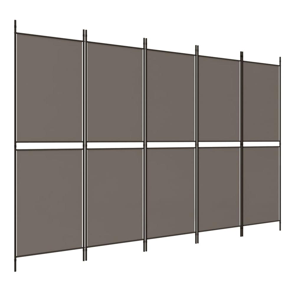 5-Panel Room Divider Anthracite 98.4"x70.9" Fabric. Picture 1