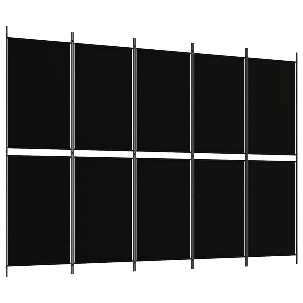 5-Panel Room Divider Black 98.4"x70.9" Fabric. Picture 1