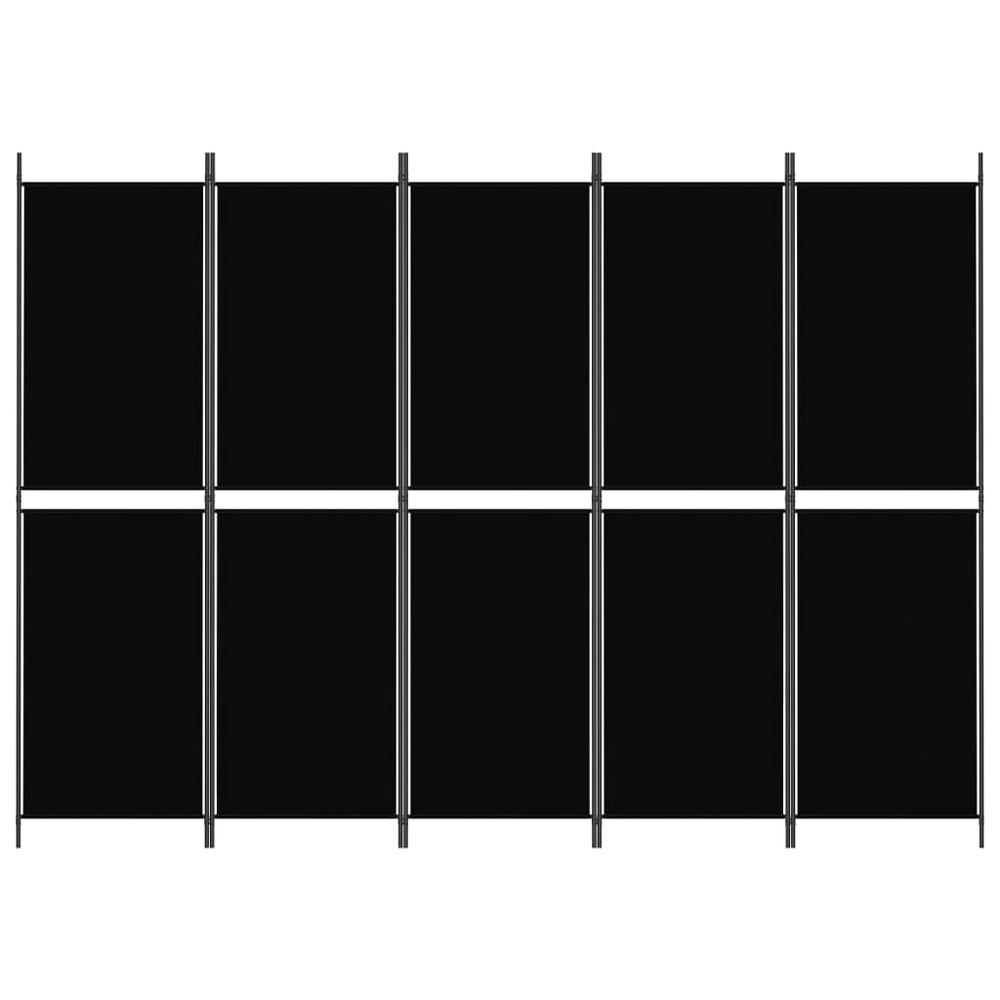 5-Panel Room Divider Black 98.4"x70.9" Fabric. Picture 2