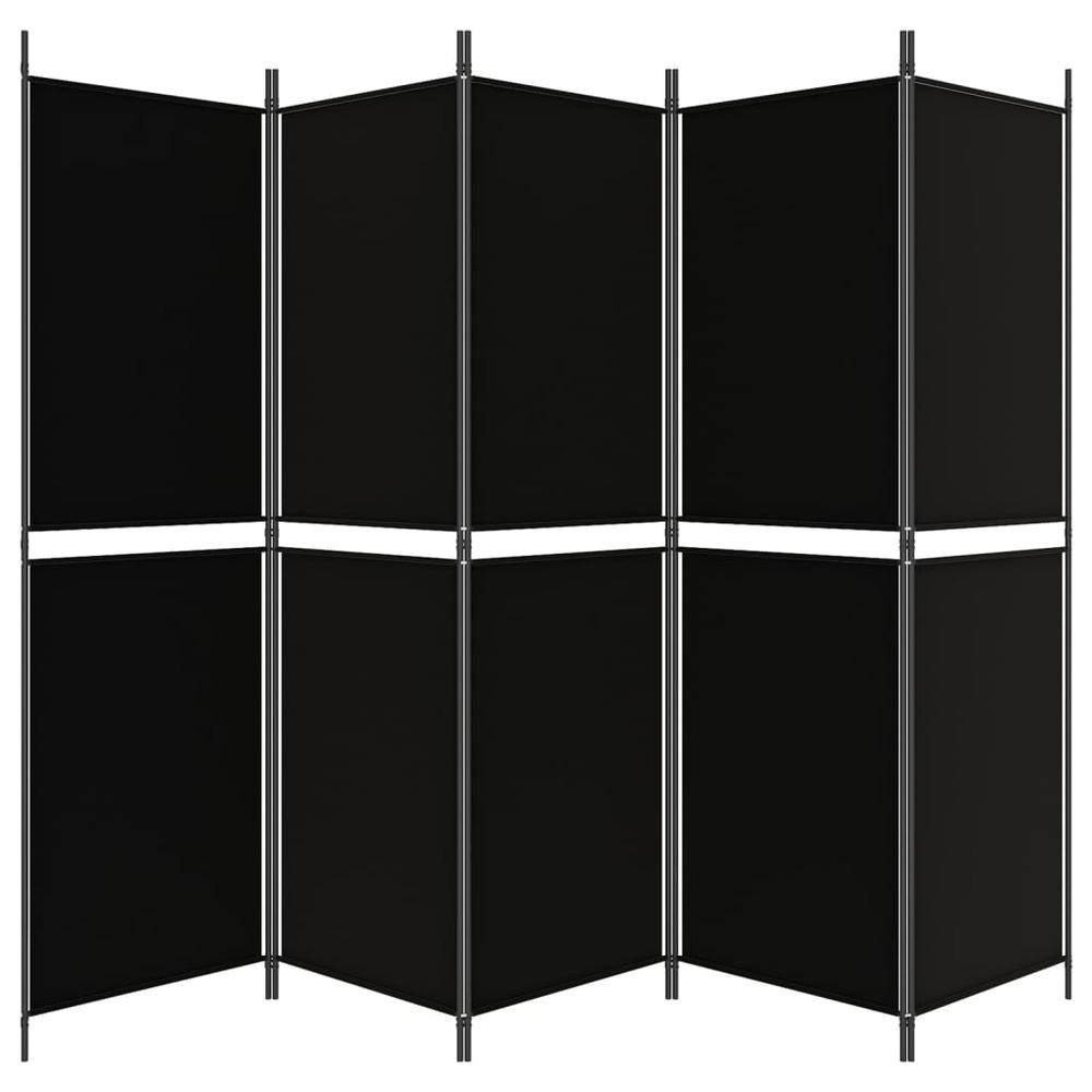 5-Panel Room Divider Black 98.4"x70.9" Fabric. Picture 3