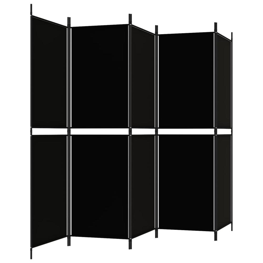 5-Panel Room Divider Black 98.4"x70.9" Fabric. Picture 4