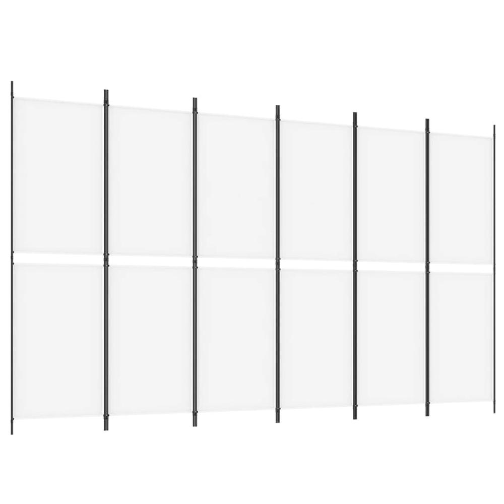 6-Panel Room Divider White 118.1"x70.9" Fabric. Picture 1