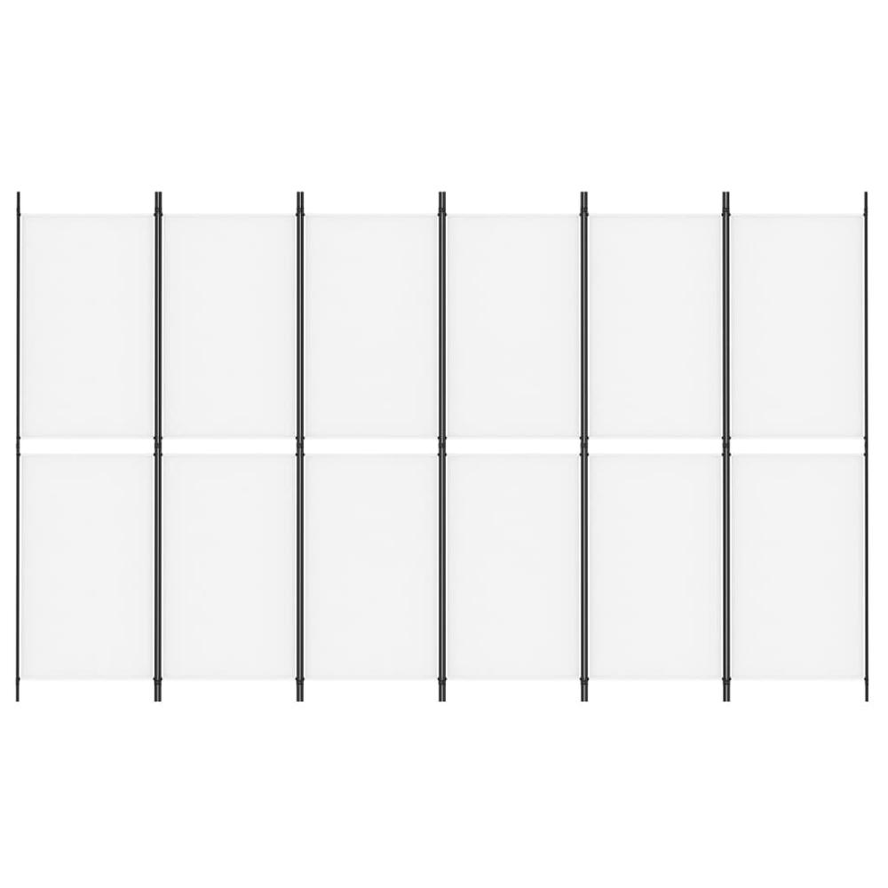 6-Panel Room Divider White 118.1"x70.9" Fabric. Picture 2