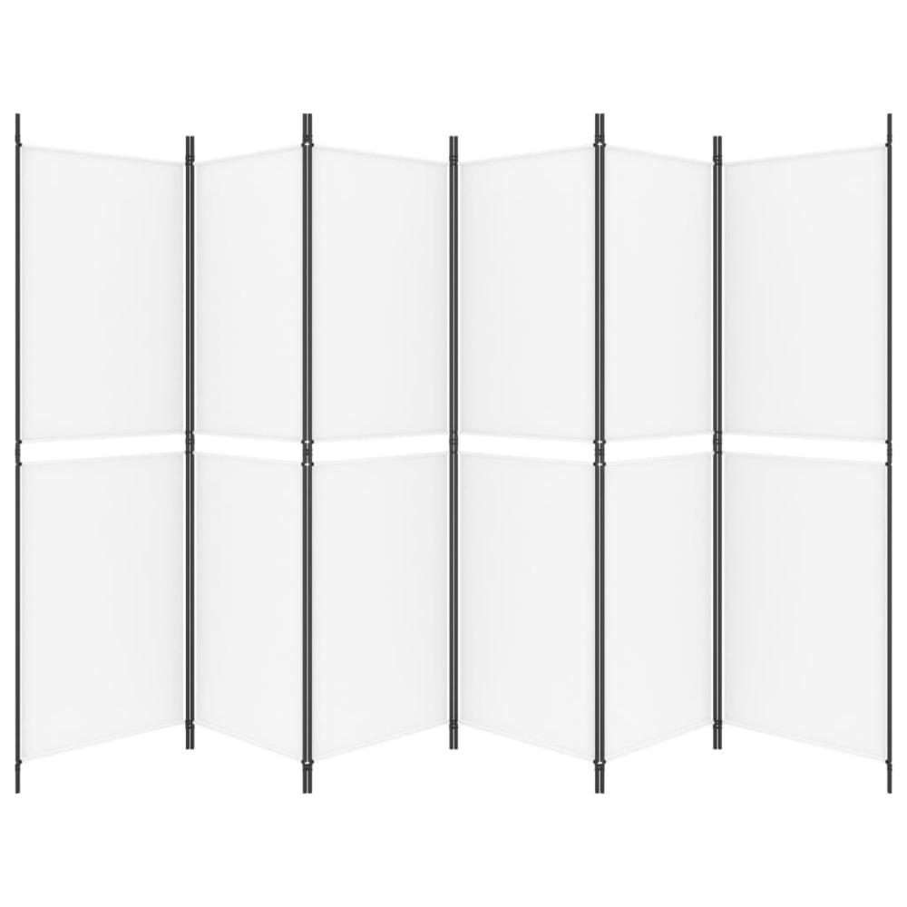 6-Panel Room Divider White 118.1"x70.9" Fabric. Picture 3