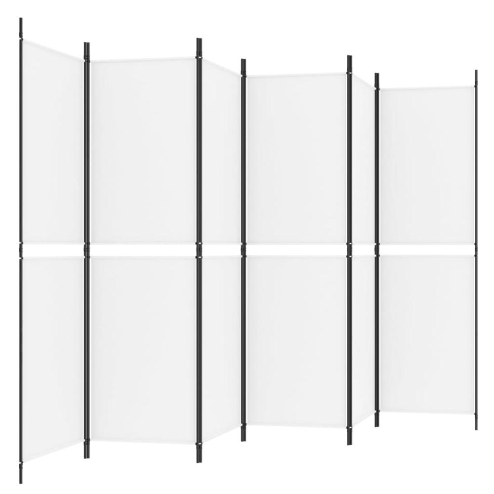 6-Panel Room Divider White 118.1"x70.9" Fabric. Picture 4