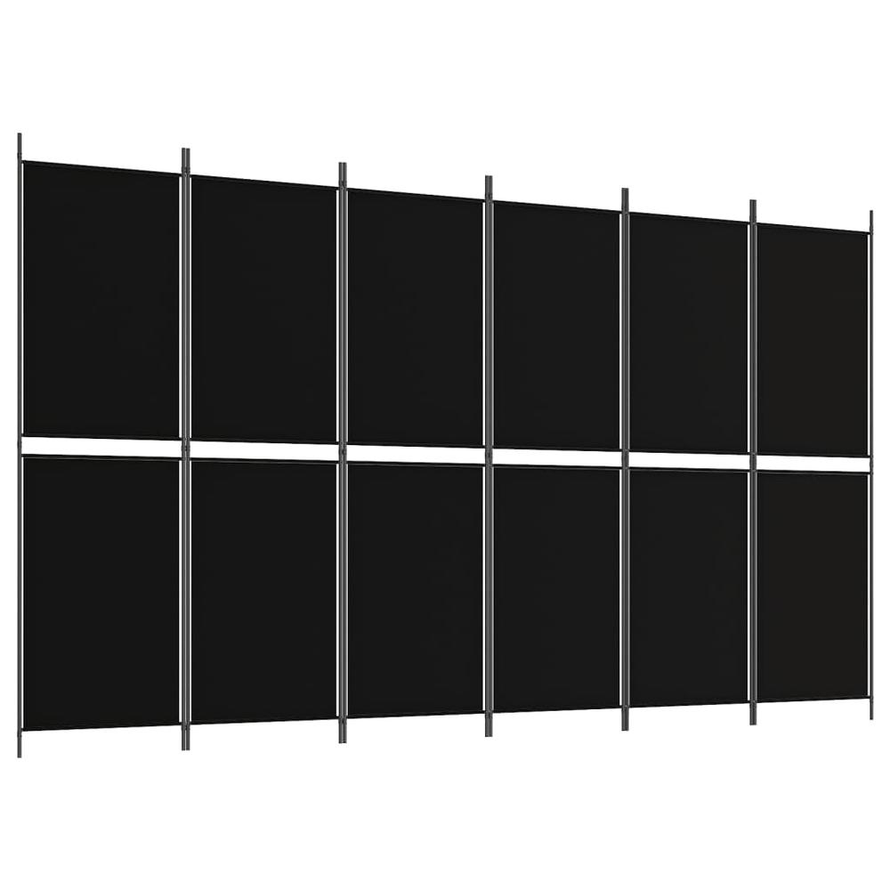 6-Panel Room Divider Black 118.1"x70.9" Fabric. Picture 1