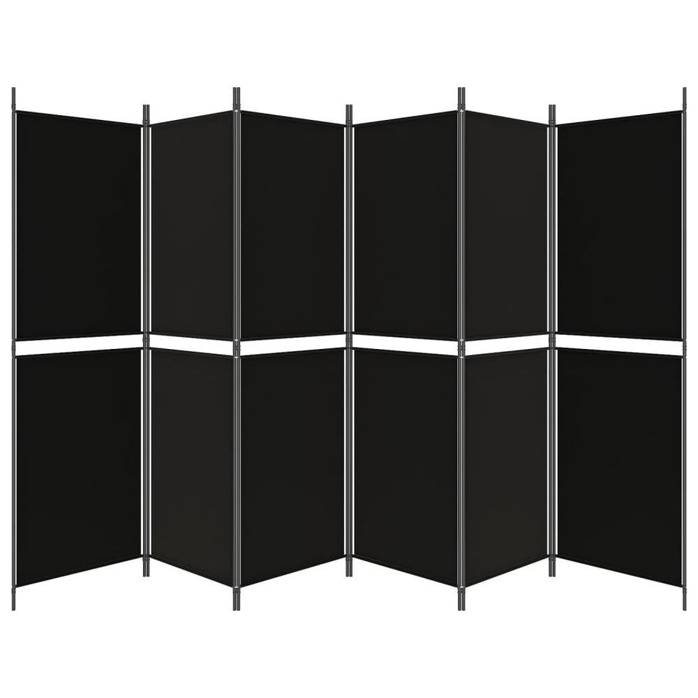 6-Panel Room Divider Black 118.1"x70.9" Fabric. Picture 3