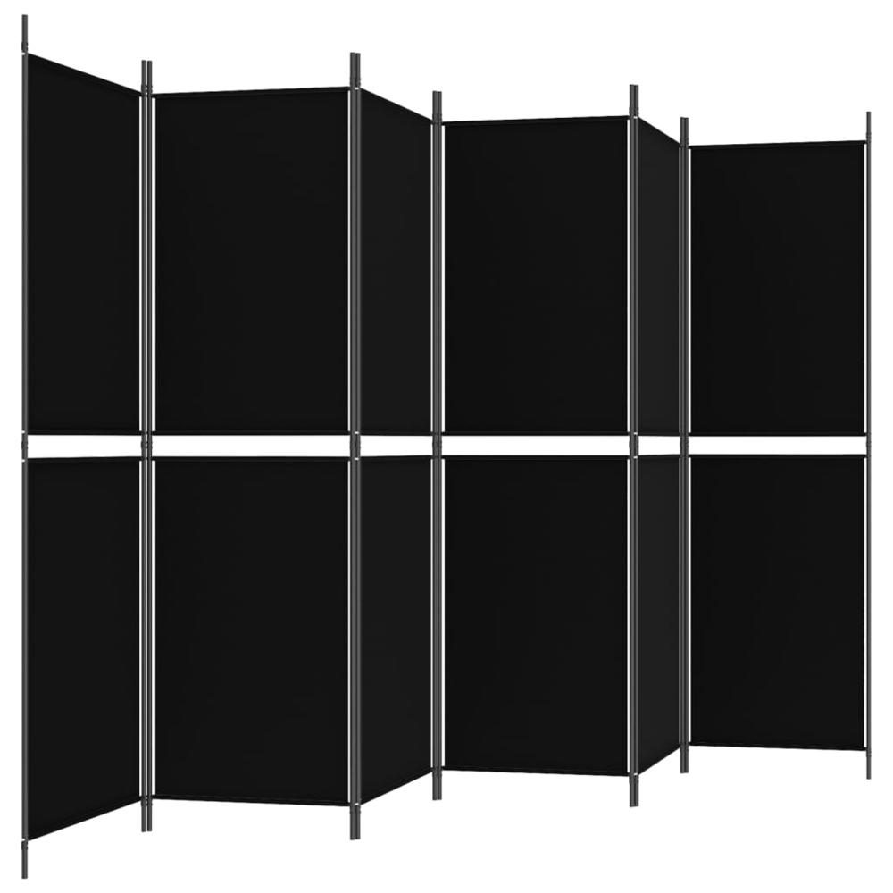 6-Panel Room Divider Black 118.1"x70.9" Fabric. Picture 4