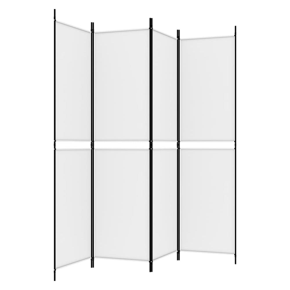 4-Panel Room Divider White 78.7"x78.7" Fabric. Picture 4
