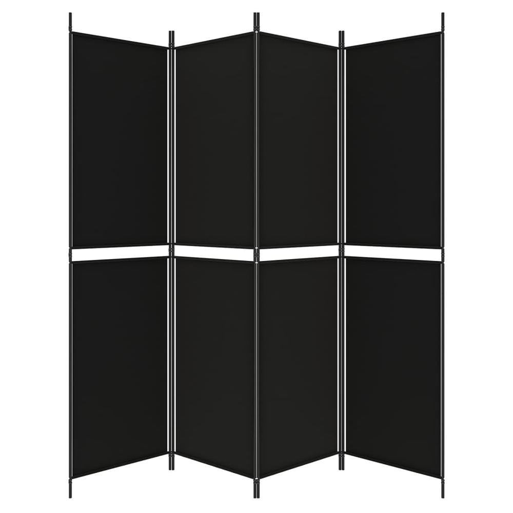 4-Panel Room Divider Black 78.7"x78.7" Fabric. Picture 3