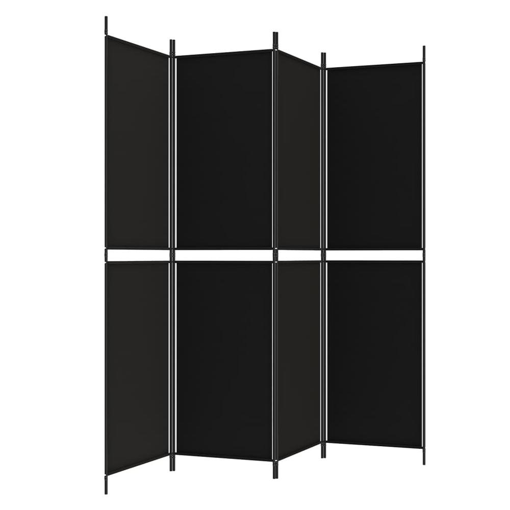 4-Panel Room Divider Black 78.7"x78.7" Fabric. Picture 4