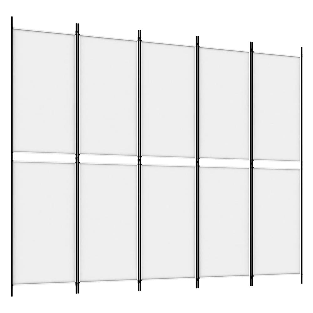 5-Panel Room Divider White 98.4"x78.7" Fabric. Picture 1