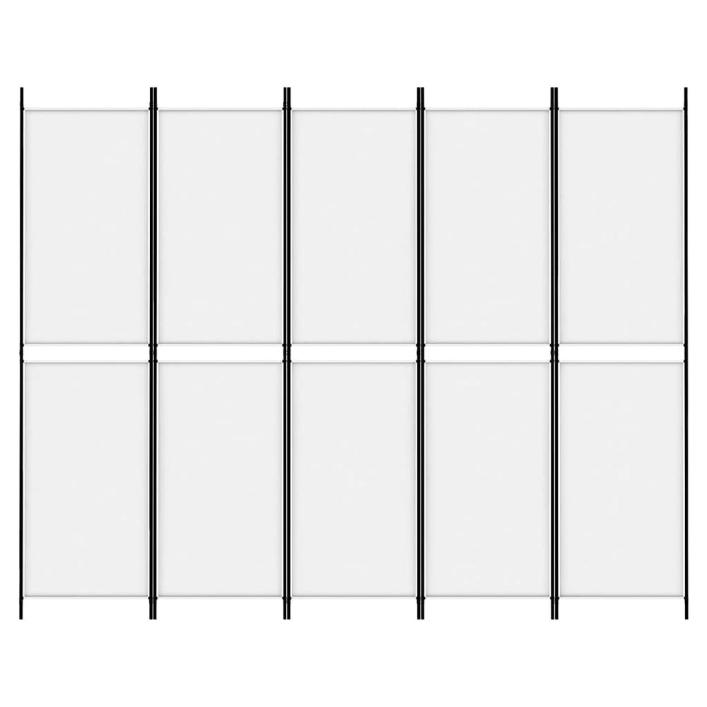5-Panel Room Divider White 98.4"x78.7" Fabric. Picture 2