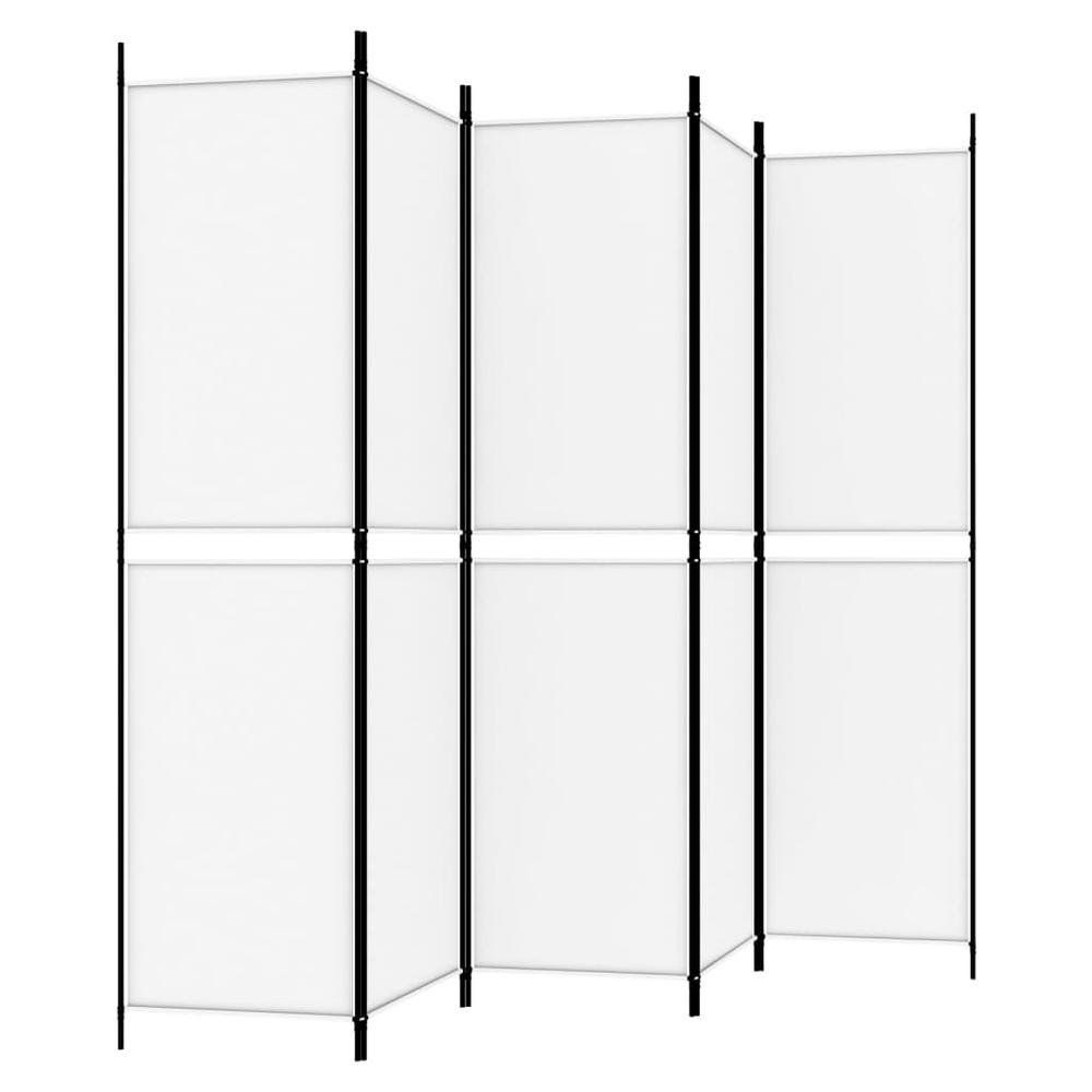 5-Panel Room Divider White 98.4"x78.7" Fabric. Picture 4